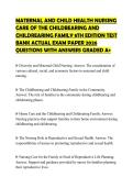 MATERNAL AND CHILD HEALTH NURSING CARE OF THE CHILDBEARING AND CHILDREARING FAMILY 8TH EDITION TEST BANK FINAL PAPER 2026 FULL QUESTIONS WITH CORRECT ANSWERS GRADED A&plus;