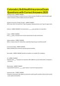 Colorado Life & Health Insurance Exam Questions with Correct Answers