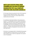 MATH 225N STATISTICS FINAL EXAM CHAMBERLAIN COLLEGE OF NURSING EXAMINATION TEST 2026 COMPLETE QUESTIONS AND SOLUTIONS GRADED A&plus;