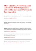 Mayo Clinic EKG Competency Exam Actual Exam 2026&sol;2027 &vert; Questions with Verified Answers &vert; 100&percnt; Correct &vert; Pass Guaranteed