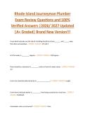 Rhode Island Journeyman Plumber  Exam Review Questions and 100&percnt;  Verified Answers &vert;2026&sol; 2027 Updated  &vert;A&plus; Graded&vert; Brand New Version&excl;&excl;&excl;
