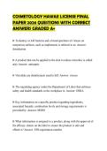 COSMETOLOGY HAWAII LICENSE FINAL PAPER 2026 QUESTIONS WITH CORRECT ANSWERS GRADED A&plus;