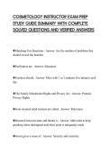 COSMETOLOGY INSTRUCTOR EXAM PREP STUDY GUIDE SUMMARY WITH COMPLETE SOLVED QUESTIONS AND VERIFIED ANSWERS