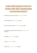 Surgery PAEA Questions and Correct  Answers 2026 &sol;2027 &vert;Already Graded  A&plus;&vert;Brand New Version&excl;&excl;&excl; 