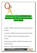 Nurse Burnout Study &ndash; 2025&sol;2026 &ndash; 60 Exam Questions on Research Methods&comma; EBP&comma; Validity&comma; Hypotheses & Data Collection