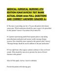 MEDICAL-SURGICAL NURSING 8TH EDITION IGNATAVICIUS TEST BANK ACTUAL EXAM 2026 FULL QUESTIONS AND CORRECT ANSWERS GRADED A&plus;