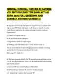 MEDICAL SURGICAL NURSING IN CANADA 4TH EDITION LEWIS TEST BANK ACTUAL EXAM 2026 FULL QUESTIONS AND CORRECT ANSWERS GRADED A&plus;