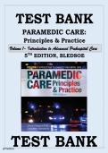 Test Bank &ndash; Paramedic Care&colon; Principles & Practice &lpar;Bledsoe&comma; 5th Edition&rpar; Volume 1 Coverage &vert; Chapter-by-Chapter Q&A &vert; Fast Download &vert; A&plus; Quality