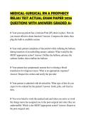 MEDICAL-SURGICAL RN A PROPHECY RELIAS TEST ACTUAL EXAM PAPER 2026 QUESTIONS WITH ANSWERS GRADED A&plus;