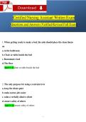 Certified Nursing Assistant Written Exam Questions and Answers Verified Revised Full Exam Comprehensive CNA Test Preparation Covering Written Knowledge Examination Including Patient Care Infection Control Safety Vital Signs ADLs Communication Ethics Legal