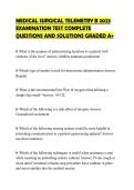 MEDICAL SURGICAL TELEMETRY B 2023 EXAMINATION TEST COMPLETE QUESTIONS AND SOLUTIONS GRADED A&plus;