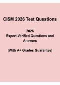 CISM 2026 Test Questions with Verified Answers and A&plus; Grades Guarantee