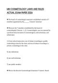 MN COSMETOLOGY LAWS AND RULES ACTUAL EXAM PAPER 2026