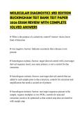 MOLECULAR DIAGNOSTICS 3RD EDITION BUCKINGHAM TEST BANK TEST PAPER 2026 EXAM REVIEW WITH COMPLETE SOLVED ANSWERS
