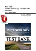 Test Bank &ndash; Essentials of Meteorology&colon; An Invitation to the Atmosphere&comma; 8th Edition &vert; C&period; Donald Ahrens &vert; ISBN&colon;9780840049339 &vert; All Chapters 1&ndash;15 &vert;  Latest Edition