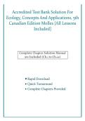 Ecology&colon; Concepts & Applications 5th Canadian Edition Test Bank by Molles &ndash; Full Chapter Q&A &plus; Solutions 2026