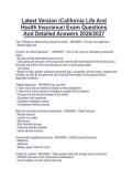 Latest Version &lpar;California Life And  Health Insurance&rpar; Exam Questions  And Detailed Answers 2026&sol;2027 