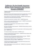 California Life And Health Insurance  Written Exam Questions And Correct  Answers 2026&sol;2027 