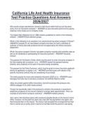 California Life And Health Insurance  Test Practice Questions And Answers  2026&sol;2027