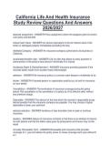 California Life And Health Insurance  Study Review Questions And Answers  2026&sol;2027