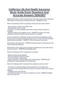California Life And Health Insurance  Study Guide Exam Questions And  Accurate Answers 2026&sol;2027 