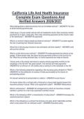 California Life And Health Insurance  Complete Exam Questions And  Verified Answers 2026&sol;2027