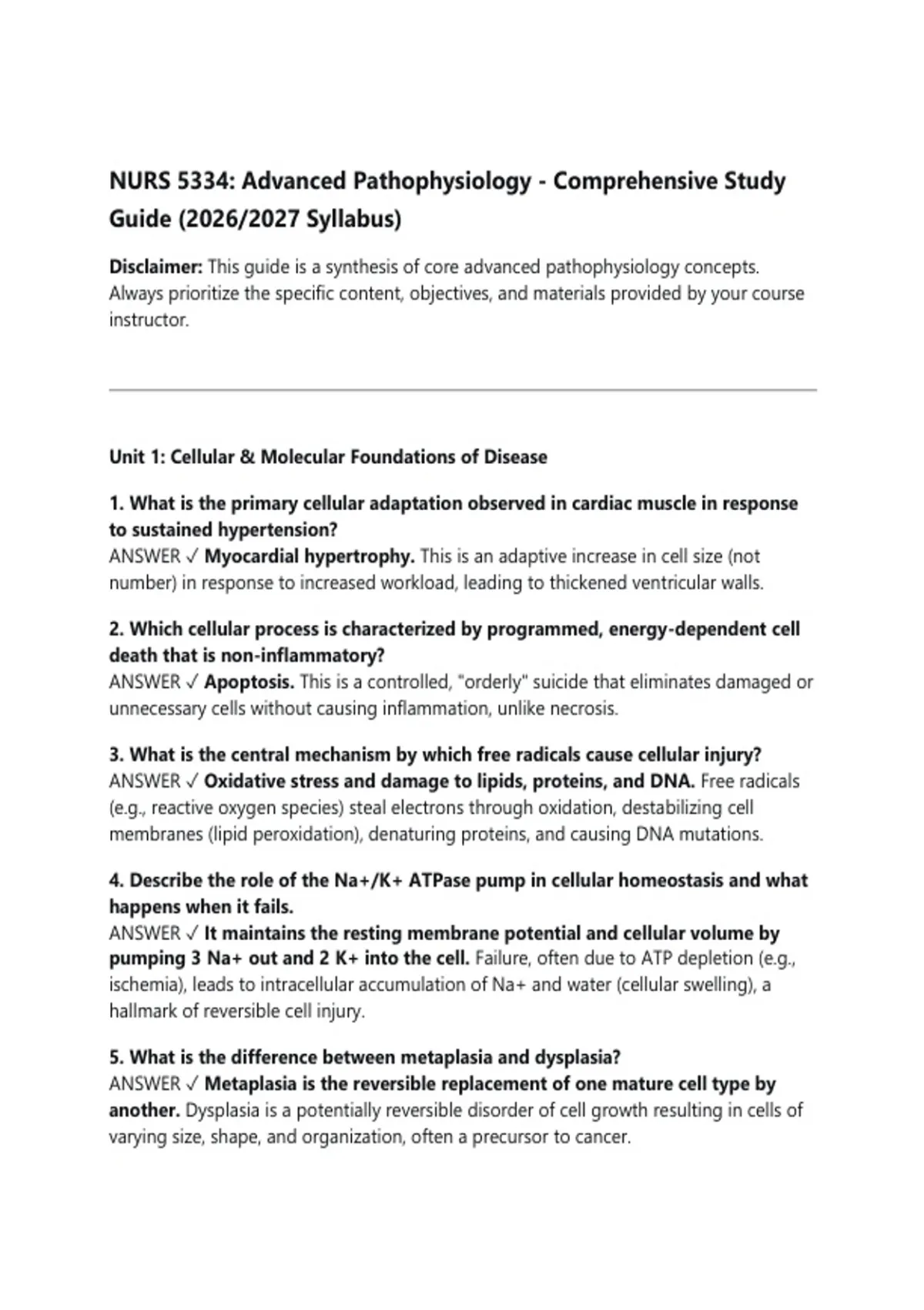 NURS 5334: Advanced Pathophysiology - Comprehensive Study Guide (2026/ ...