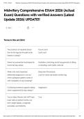 Midwifery Comprehensive EXAM 2026 &lpar;Actual Exam&rpar; Questions with verified Answers &lpar;Latest Update 2026&rpar; UPDATE&excl;&excl;