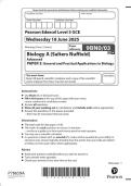 2025 Pearson Edexcel Level 3 GCE 9BN0&sol;03 Biology A &lpar;Salters Nuffield&rpar; Advanced PAPER 3&colon; General and Practical Applications in Biology QUESTION PAPER & MARKSCHEME &lpar;MERGED&rpar;