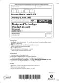  2025 Pearson Edexcel Level 3 GCE 9DT0&sol;01 Design and Technology &lpar;Product Design&rpar; Advanced COMPONENT 1 QUESTION PAPER & MARKSCHEME &lpar;MERGED&rpar;