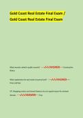 Gold Coast Real Estate Final Exam &sol;  Gold Coast Real Estate Final Exam