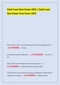Gold Coast Real Estate 2025 &sol; Gold Coast  Real Estate Final Exam 2025