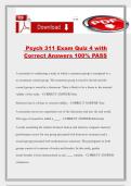 Psych 311 Exam Quiz 4 with Correct Answers 100&percnt; PASS