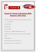 Psych 311 Exam 4 Questions With Answers 100&percnt; Pass