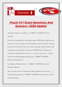 Psych 311 Exam Questions And Answers &vert; 2026 Update