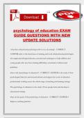 psychology of education EXAM GUIDE QUESTIONS WITH NEW UPDATE SOLUTIONS
