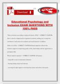 Educational Psychology and Inclusion EXAM QUESTIONS WITH 100&percnt; PASS