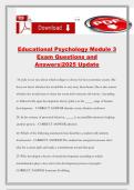 Educational Psychology Module 3 Exam Questions and Answers&vert;2025 Update