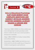 Intro to Educational Psychology CLEP EXAM NEWEST EXAM COMPLETE QUESTIONS AND CORRECT DETAILED ANSWERS &lpar;VERIFIED ANSWERS&rpar; &vert;ALREADY GRADED A&plus;&vert;&vert;BRAND NEW VERSION