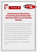 Developmental Educational Psychology Exam Study Guide Questions With Correct Marking Scheme