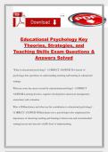 Educational Psychology Key Theories&comma; Strategies&comma; and Teaching Skills Exam Questions & Answers Solved