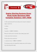 Engine Starting Systems Exam Study Guide Questions With Complete Solutions 100&percnt; PASS