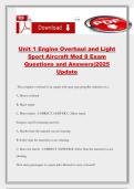Unit 1 Engine Overhaul and Light Sport Aircraft Mod 8 Exam Questions and Answers&vert;2025 Update