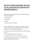 RELATIVITY REVIEW MANAGEMENT SPECIALIST ACTUAL EXAM PAPER 2026 QUESTIONS WITH SOLUTIONS GRADED A&plus;