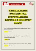 HOSPITALITY REVENUE MANAGEMENT FINAL EXAM ACTUAL 2026 QUESTIONS AND 100&percnt; CORRECT ANSWERS