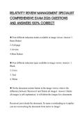 RELATIVITY REVIEW MANAGEMENT SPECIALIST COMPREHENSIVE EXAM 2026 QUESTIONS AND ANSWERS 100&percnt; CORRECT