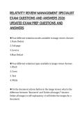 RELATIVITY REVIEW MANAGEMENT SPECIALIST EXAM QUESTIONS AND ANSWERS 2026 UPDATED EXAM PREP QUESTIONS AND ANSWERS