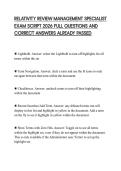 RELATIVITY REVIEW MANAGEMENT SPECIALIST EXAM SCRIPT 2026 FULL QUESTIONS AND CORRECT ANSWERS ALREADY PASSED