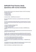 NUR1020 Final Practice Study Questions with Correct Answers