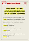 FIREFIGHTER I CHAPTER 1 ACTUAL 2026 QUESTIONS AND 100&percnt; CORRECT ANSWERS